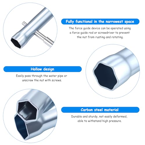 10 Stück Rohrsteckschlüsselsatz, 6-22mm Sechskant-steckschlüssel Set, Hohlschaft Doppelstecker Rohrschlüssel Sets für den Einbau und die Reparatur von Spülen und Wasserhähnen, mit 2 Stück Drehdorn