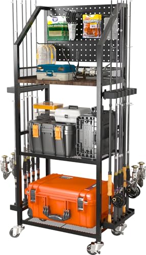 SOYEEZE Fishing Rod Holders for Garage, Fishing Pole Holders Up to 12 Rods with Pegboard and...