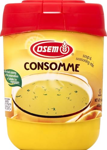 Osem Consomme - Chicken Flavored Stock Powder for Cooking, Chicken Bouillon Powder Mix No MSG, Powdered Soup, Stew, or Rice Flavor Base, Kosher - 14.1 oz (Pack of 2)