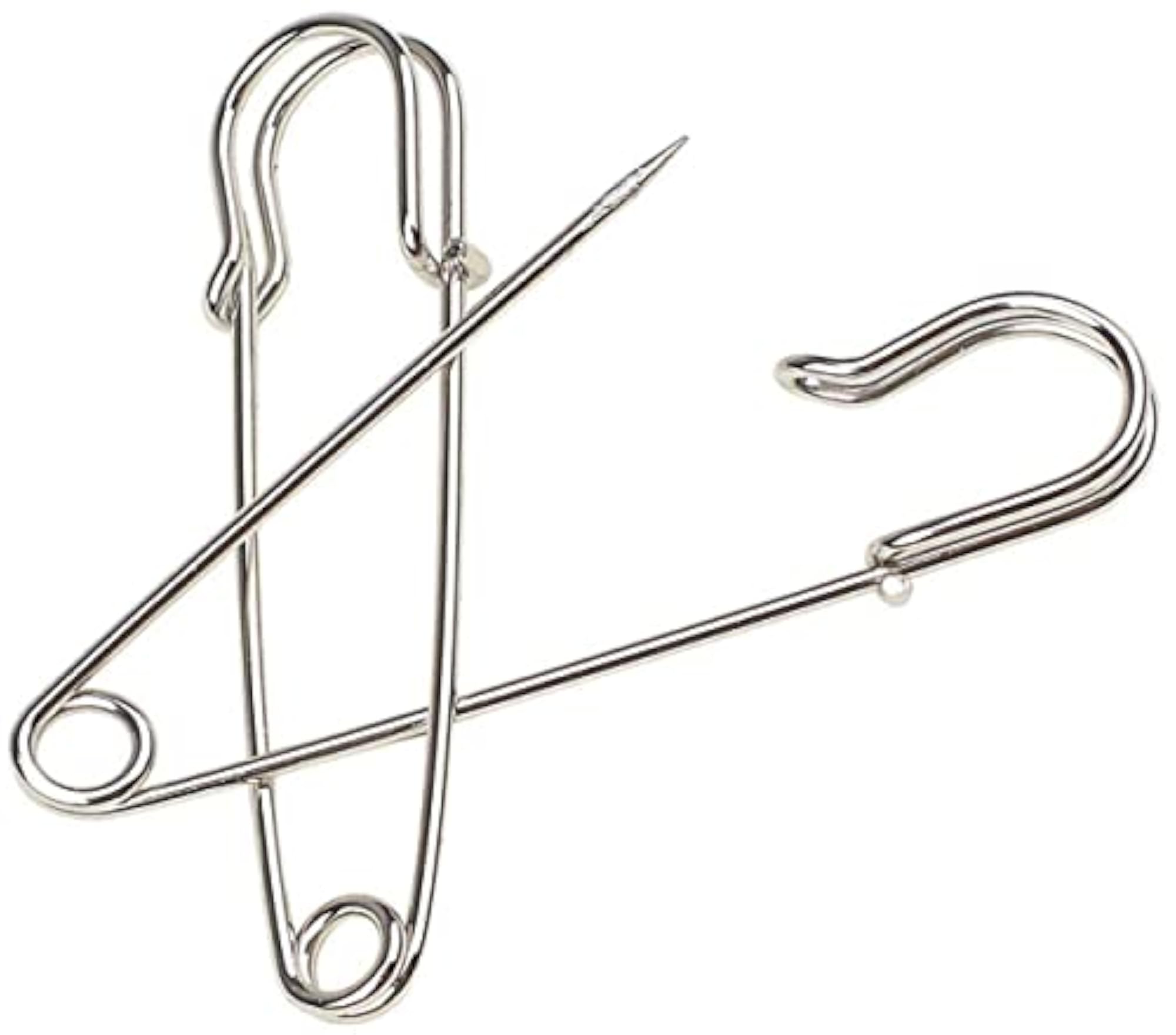 Pack of 30 Bright Silver Steel Safety Pins, Rust-Resistant