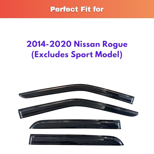 Image of KPY Rain Guards Fit for 2014-2020 Nissan Rogue, Out-Channel Window Visors Vent Wind Deflectors 4PC, Car Accessories for 14-20 Rogue (Excludes Sport Model)