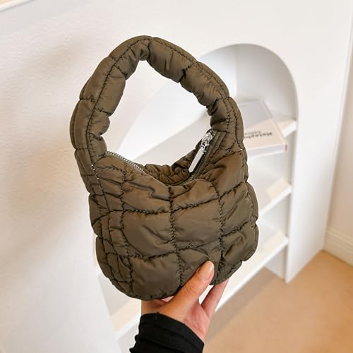 Image of Quilted MINI Handbag and Purses Women Puffer Nylon Hobo Cotton Padded Purse Work Travel Lightweight