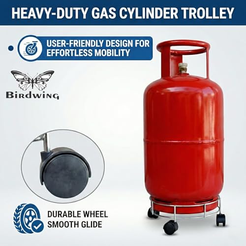 Image of Rincy Stainless Steel Wheel LPG Gas Cylinder Trolley with 4 Wheels (2 Pcs) - SG Gas Cylinder Trolley (Multicolor, Pack of 2)