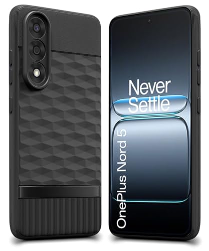 Image of WOW IMAGINE Back Cover for 1+ OnePlus Nord 5 with Hexa Cube Design | Ultra Slim Soft Rubberised Case | Inner Velvet Fabric | Matte Silicone Flexible Mobile Case | Camera Protection - Black