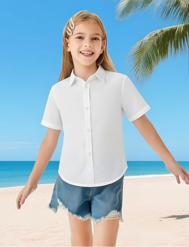 Image of Hawaiian Shirt for Boys Button Down Wrinkle Free Shirt Short Sleeve Funny Beach Casual Summer Print Top for Kids 4-15 Years