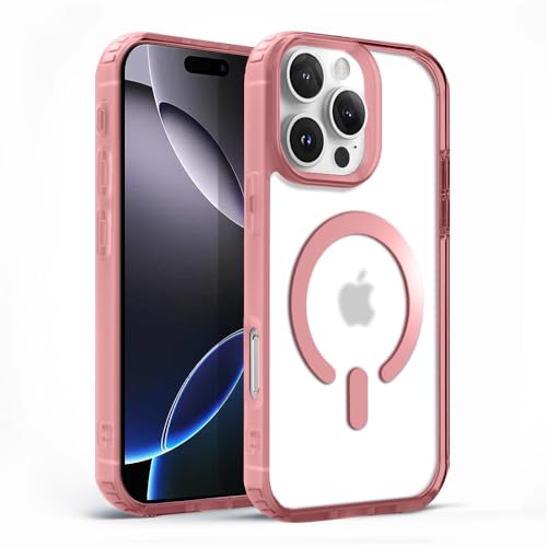 Image of KARWAN️ Hybrid Transparent for iPhone 16 Pro max Back Cover Case Compatibe with Mag-Safe | Shockproof Design |Camera Protection Bump | Transparent Back Cover Case(PC, TPU | Pink