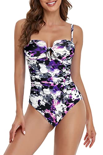 Brosloth Damen Badeanzug Tummy Control - Einteiliger Push Up Badeanzug Plus Size