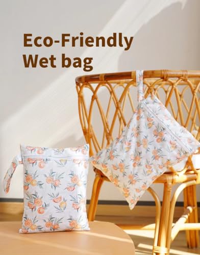 2 Sizes Wet Bags, Waterproof Storage Bag for Baby Diapers and Pump Parts, Reusable Diaper Bag with Zippered Pockets and Handle, Travel Bags, Beach, Pool, Gym Bag for Swimsuits & Wet Clothes, Set of 2 - Thumbnail 6
