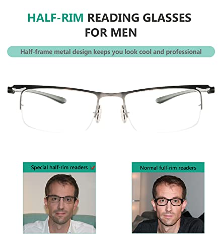 Eyekepper 3 works Half-rim Reading Glasses Silver Frame Reader Eyeglasses for Men Women Reading +0.75 - Image 4