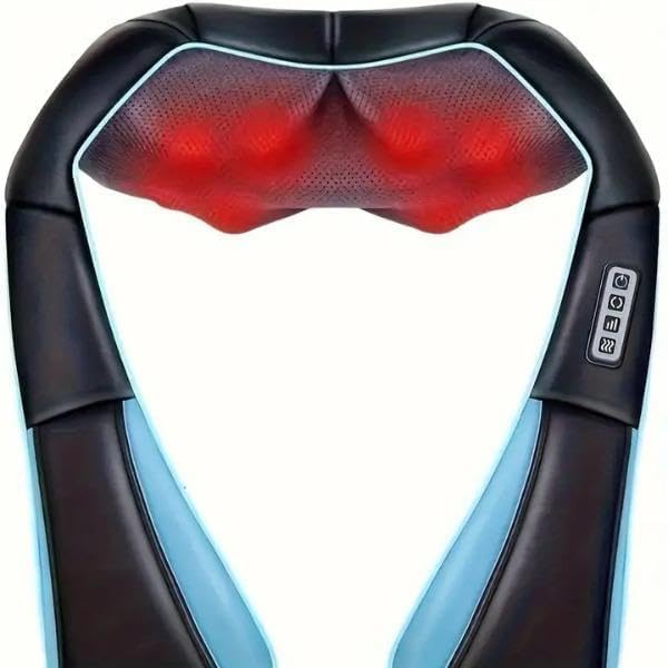 Shiatsu Masajeador de cuello y espalda con calor, almohada de masaje de tejido profundo 4D para aliviar el dolor, relajación de hombros y músculos,