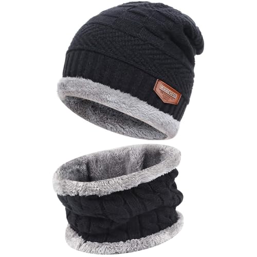 Bequemer Laden Hombres Invierno Gorro Termicos Bufanda Conjunto