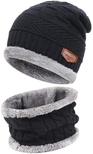 FZ FANTASTIC ZONE Mens Womens Winter Beanie Hats Warm Neck Warmer Scarf Set