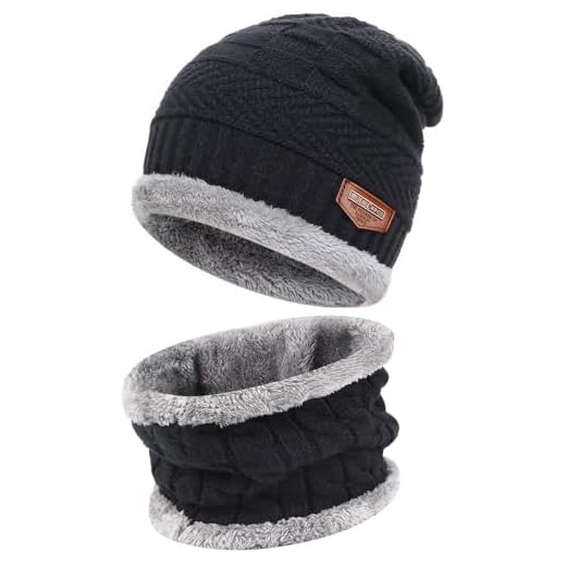 Bequemer Laden Cómodo carga 2 piezas gorro de invierno bufanda conjunto de lana gorro de punto cálido forro de lana gruesa gorro y bufanda de invierno para hombres y mujeres