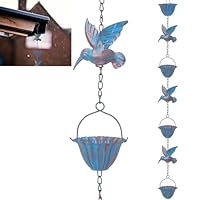 BigKing Regenwasserkette Kolibri Regenkette für Dachrinnen, Hängende Regenkette zur Wasserableitung, Regenkette Dachrinne Dekoration für Freie Regenfänger und Fallrohre