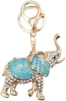 Cualque Cute Colorful Butterfly Keychain, Turtle Elephant Owl Keychain Rhinestone Animal Pendant Keyrings Jewelry Gift for Women (Elephant)