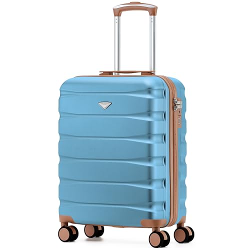 Flight Knight Lightweight Travel Suitcase 55x40x20cm | Hard Shell Carry On Luggage with Aluminum Telescopic Handle, 8 Wheels & TSA Lock | Approved for Ryanair Priority, TUI & 60+ Airlines