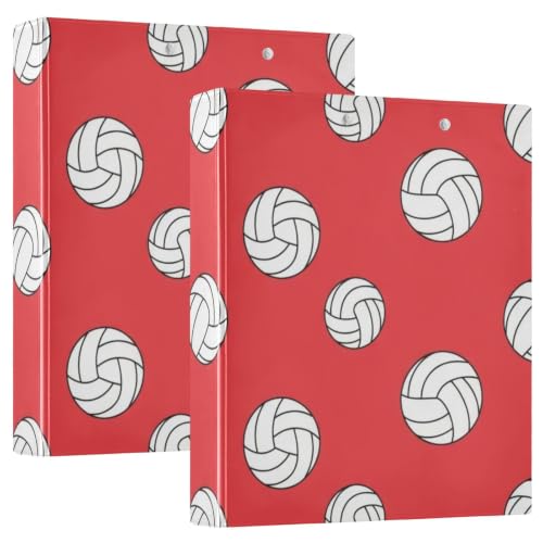 Classeur 3 anneaux volleyball rouge porte-documents avec poches pour fournitures Ex2