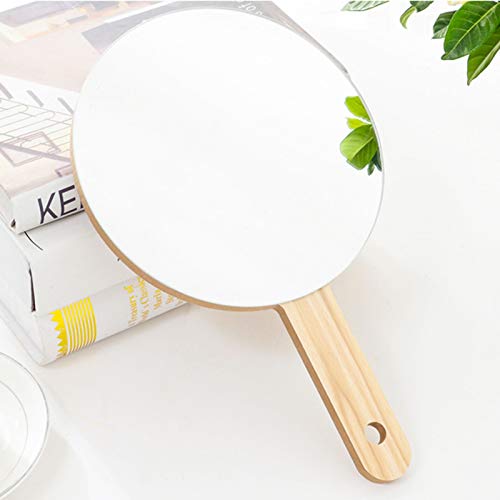 Tof&Hamy Handheld Travel Mirror With Handle, Dressing Table Mirror, Wood Handheld Plain Mirror, Square And Round, Cosmetic Salon Makeup Hand Mirror For Professional Barbers And Hairdressers,19 * 19Cm #TOP6