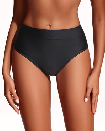 Holipick Women Bathing Suit Bottoms - High Waisted Bikini Bottoms Full Coverage Tummy Control Swim Bottom