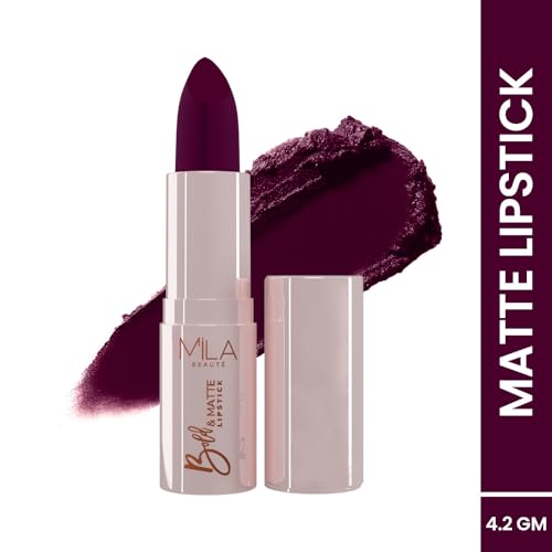Image of Mila Beaute Bold & Matte Long-Lasting Lipstick | Highly Pigmented Soft Matte Finish | Lightweight & Hydrating with Jojoba Oil | Shade - (Toxic Love 4.2g) (Pack of 2)
