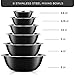 JoyJolt Stainless Steel Mixing Bowl Set - 6 Piece Nesting Bowls, 5qt to 0.5qt, Black, Perfect for Dough, Batter & Baking
