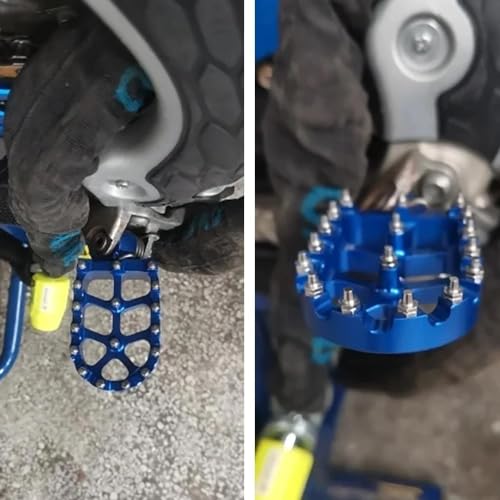 Repose-Pieds Bleus pour Moto Yamaha YZ et WRF avec Pédales Offroad Larges - 4