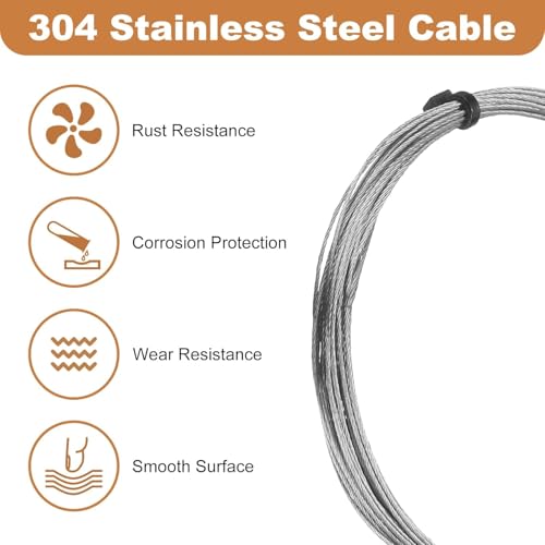 Image of Sparesdeal Stainless Steel Cable Wire Rope 7x7 Strands Aircraft Wire for Construction, Outdoors, Marine, Rigging, Decking, Railings Length 20 Mtrs (Steel Rope, Thickness 1 MM)