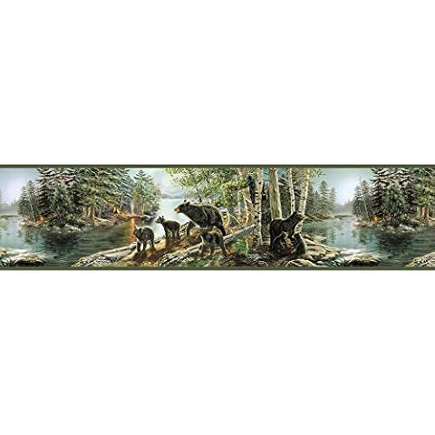 Chesapeake Green Bear Necessities Border Wallpaper Cover
