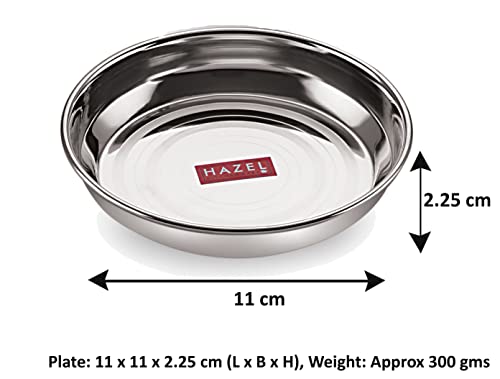 Image of HAZEL Small Steel Snack Plates | Quarter Plates for Snacks, Return Gifts & Gifting, 150 ML Set of 6