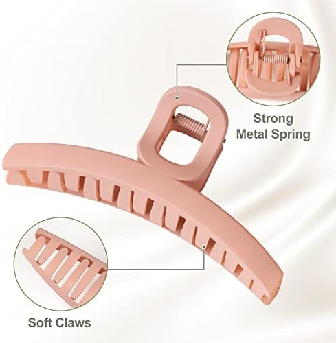 6 Pcs Lolalet Large Hair Claw Clip for Women Girls, 4.3Hair Clips for Thick Thin Fine Long Curly Hair Strong Hold Nonslip Banana Hair Grips Matte Stylish Hair Clamps Christmas Gifts for Women