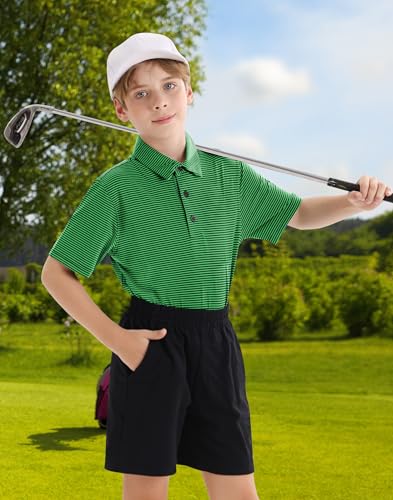 Image of Polo Shirts for Boys Golf Polo Shirt Short Sleeve Boys Performance Polo Dry Fit Stretch Collared UPF50+ Kids Golf Shirts