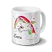 Produktbild printplanet Tasse mit Namen Laura - Motiv Verrücktes Einhorn - Namenstasse, Kaffeebecher, Mug, Becher, Kaffeetasse - Farbe Weiß