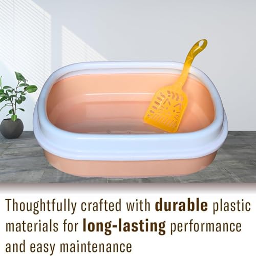 Image of Cature Cat Litter Tray Box with Free Scooper for Cat, Kitten & Bunnies (Pink)