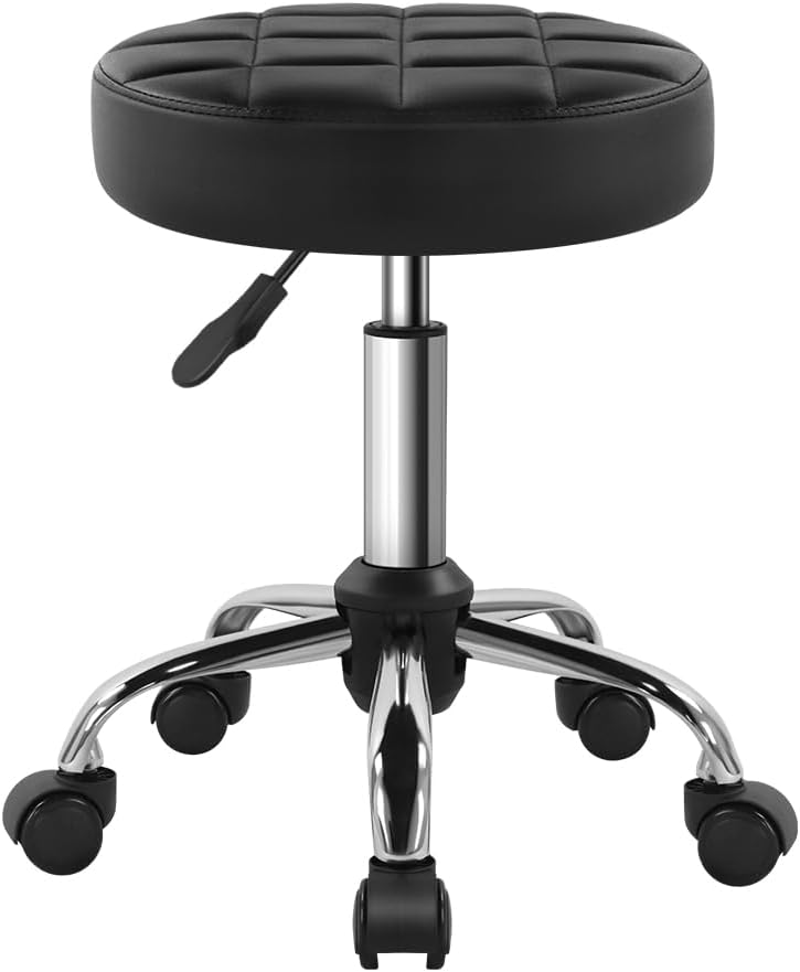 BFTOU Black Classic Swivel Stool Wheel Salon Work Home Spa Shop Height Adjustable Cost-effective Rolling Stool Chair Small ..