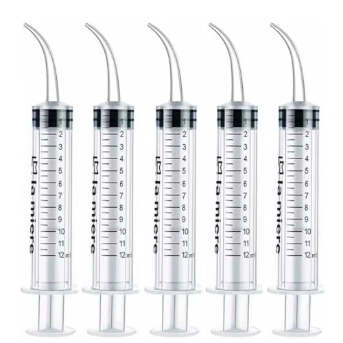 LA MIERE Wisdom Teeth Syringes, 5Packs 12cc Irrigation Dental Syringes