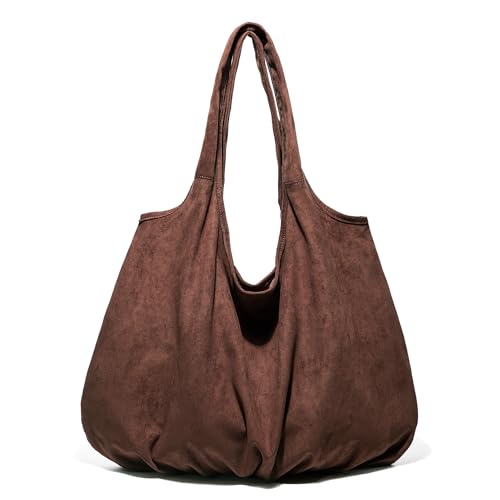 Slouchy Suede Hobo Bags for Women Large Shoulder Bag Handbags Chic Tote Purse Satchel for Travel Work