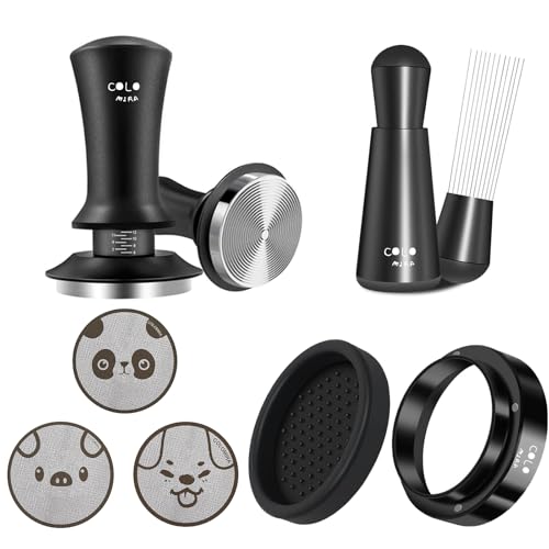 ColoMira 54mm Espresso Accessory Set: Spring-Loaded Calibrated Tamper, WDT Tool, Dosing Funnel & Puck Screen for 54mm Portafilters