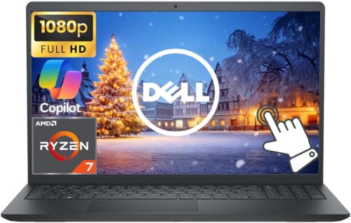 Image of Dell Touchscreen 15.6 inch FHD Business Laptop Computer,AMD Ryzen 7 8-Core Processor, 16GB RAM 512GB SSD, Windows 11 Pro, AI Copilot, Numeric Keypad, Carbon Black