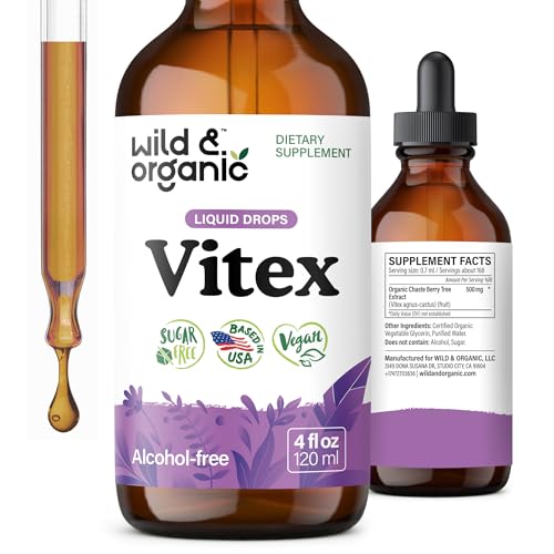 Wild & Organic Vitex Tincture - Mood & Perimenopause Support - Vitex Chasteberry Supplement for