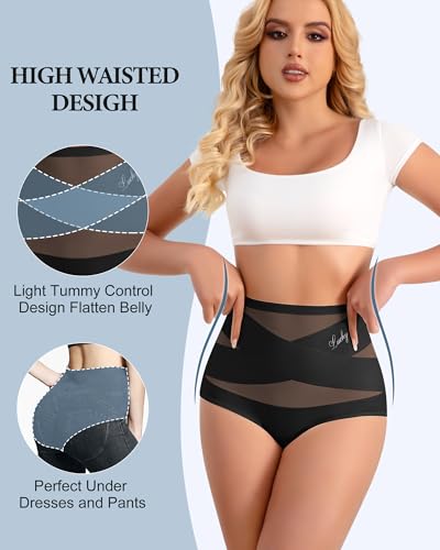 Image of Women's High Waisted Underwear Full Coverage Compression Briefs 4 /5 Packs Panties Postpartum Comfortable
