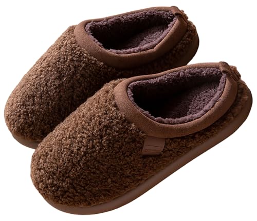 Cozy Slippers For Women Men Soft Warmth Winter Fuzzy Slip-on Slipper EVA Anti Slip Plush House Shoes