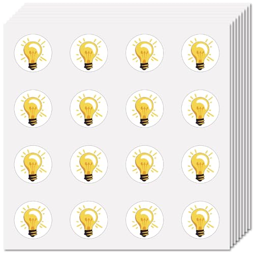 CREATCABIN 128 pieza de Pegatinas de Bombilla, Calcomanía de Plástico Autoadhesiva, Pegatina Impermeable, Pegatinas Pequeñas de Puntos Redondos Amarillos, Pegatinas de Dibujos Animados A Granel para A