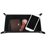 Valet Tray, 365park Watch Coin Change Jewelry Key PU Leather Valet Tray Box (Z001-Black)