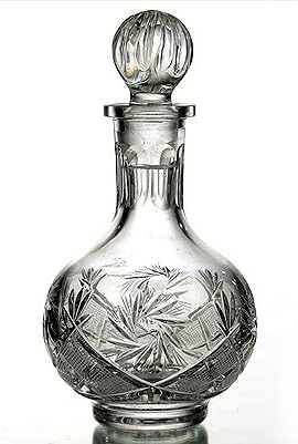 Miniatura 3 de Juego de vodka ruso Eoropean Cut Crystal jarra de 12 onzas y 6 vasos de chupito de cristal en un tallo corto