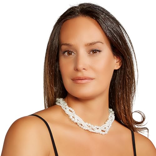 Pearl Necklaces for Women – Elegant Faux Pearl Necklace, Vintage White Pearl Jewelry, 1920s Accessories for Women, Pearl Choker Necklace2