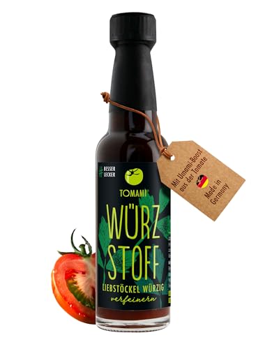 Tomami Würzstoff 90ml - Universelle Würze mit Liebstöckel & Umami-Geschmack - Herzhafte Würze für alle Gerichte - Natürlich, Vegan, Glutenfrei, Sojafrei INTENSIV
