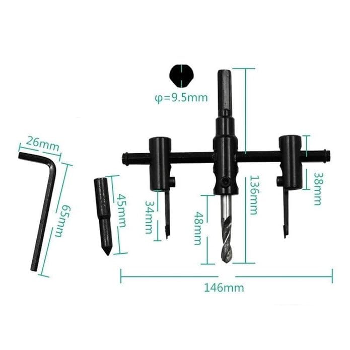 Image of DIY CRAFTS Adjustable Alloy Steel 30-120mm Saw Drill Bit Cutter