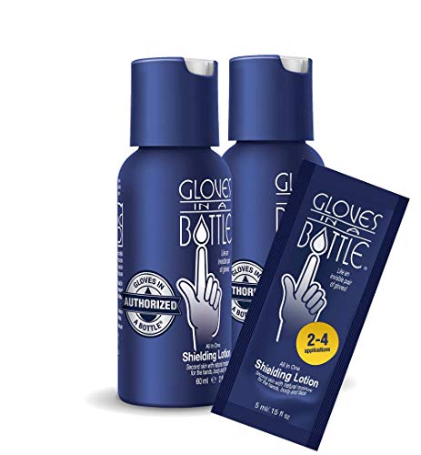 Gloves In A Bottle Shielding Lotion 2oz Bundle -A protective barrier against toxic chemicals,grease,oil,dirt,paint,wood stains & grime-for woodworkers, painters, construction workers, & gardeners.