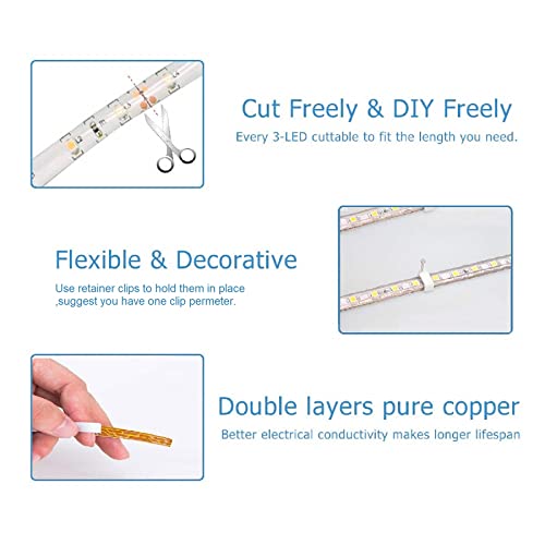 Favolcano Blue Led Strip Light Waterproof Ip65 12V Dc High Density Smd 3528 120 Leds/M 16.4 Ft/5M Flexible Tape For Room Bedroom Car Christmas Gaming Boat Home Bar Outdoor Indoor Decoration #TOP2