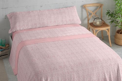 DONATELLA Juego DE SÁBANAS TÉRMICAS DE CORALINA Espiga - 105 cm., Rosa